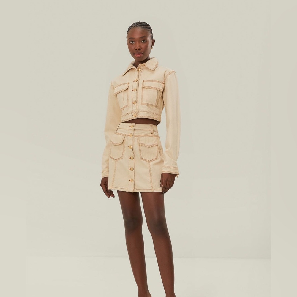 Farm Rio NWT Off-White Gabardine Mini Skirt